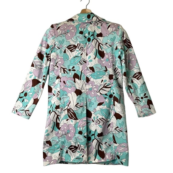 Chadwick's Vtg 70's Retro Styled Blue Floral Presley Long Button 4P Blazer - Picture 2 of 15